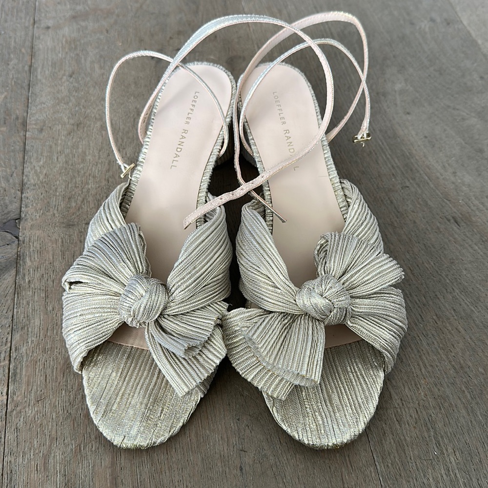 Loeffler Randall Dahlia Platinum Pleated Bow Heel